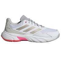 Baskets Femme Adidas CourtJam Control 3 Blanc Argent Rouge  Offre - Pas cher