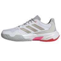 Baskets Femme Adidas CourtJam Control 3 Blanc Argent Rouge  Offre - Pas cher