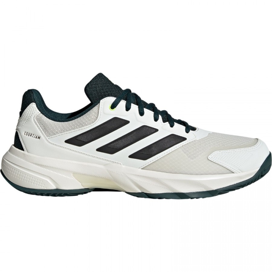 Tênis Adidas CourtJam Control Clay Branco Preto Verde  Oferta + Barato
