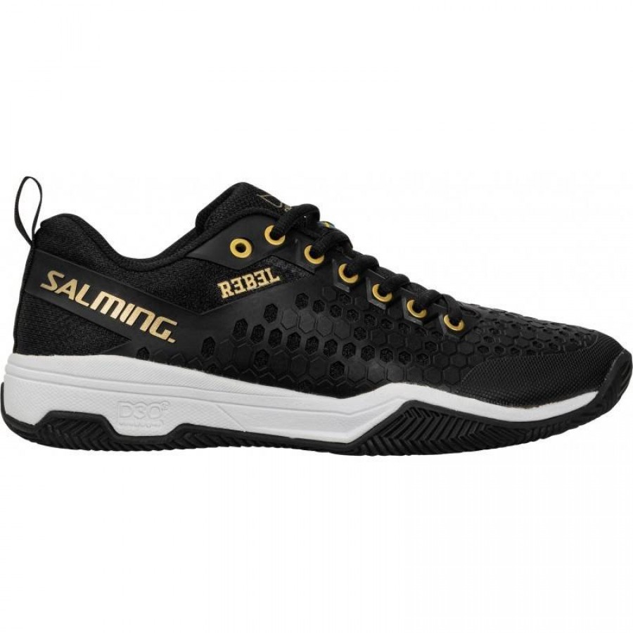 Zapatillas Salming Rebel Negro Blanco Dorado  Oferta + Barato